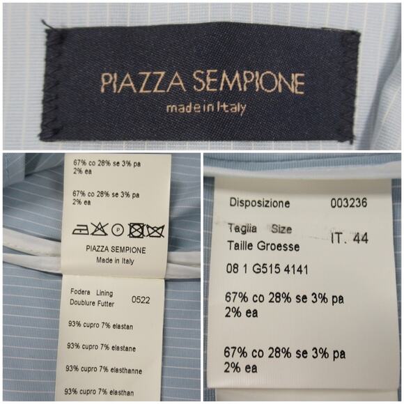 PIAZZA SEMPIONE Blue Pinstriped Single Button Blazer Italian Size 44 US Size 8 - Picture 12 of 13